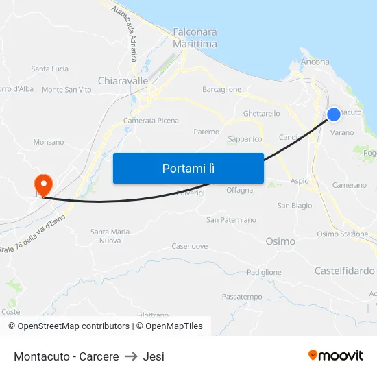 Montacuto - Carcere to Jesi map