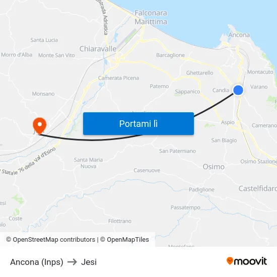 Ancona (Inps) to Jesi map