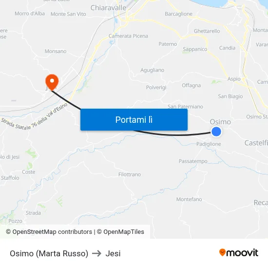 Osimo  (Marta Russo) to Jesi map