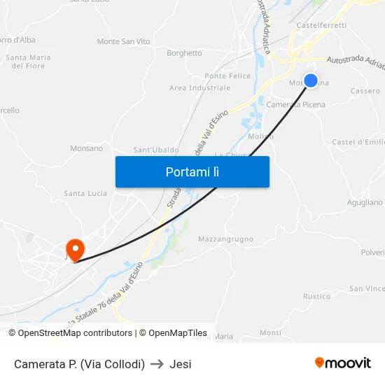Camerata P. (Via Collodi) to Jesi map
