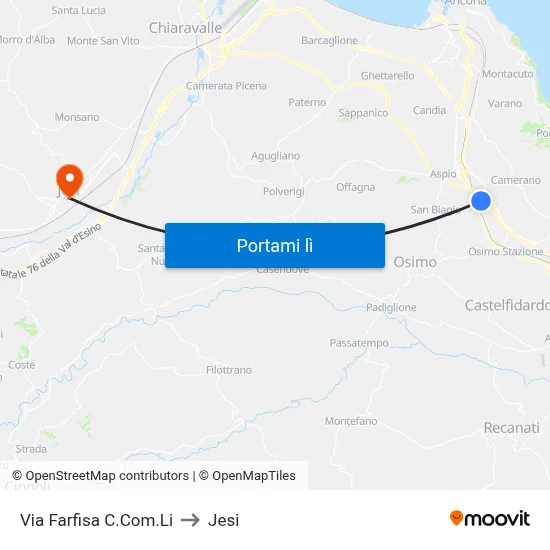 Via Farfisa C.Com.Li to Jesi map