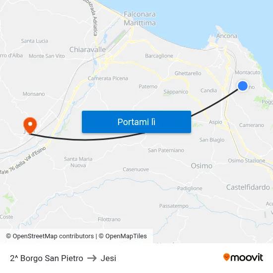 2^ Borgo San Pietro to Jesi map