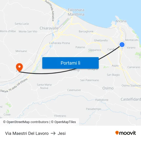 Via Maestri Del Lavoro to Jesi map