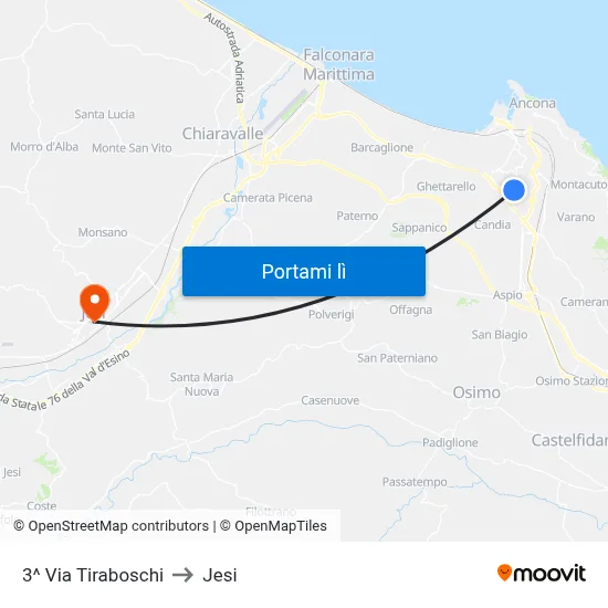 3^ Via Tiraboschi to Jesi map