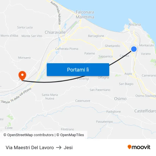 Via Maestri Del Lavoro to Jesi map