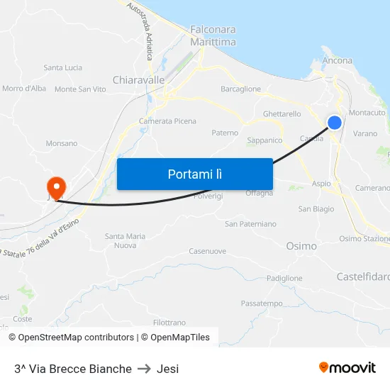 3^ Via Brecce Bianche to Jesi map