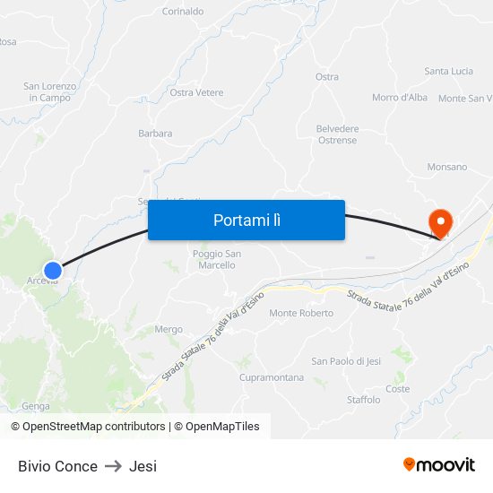 Bivio Conce to Jesi map