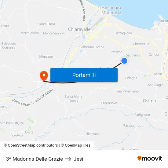 3^ Madonna Delle Grazie to Jesi map