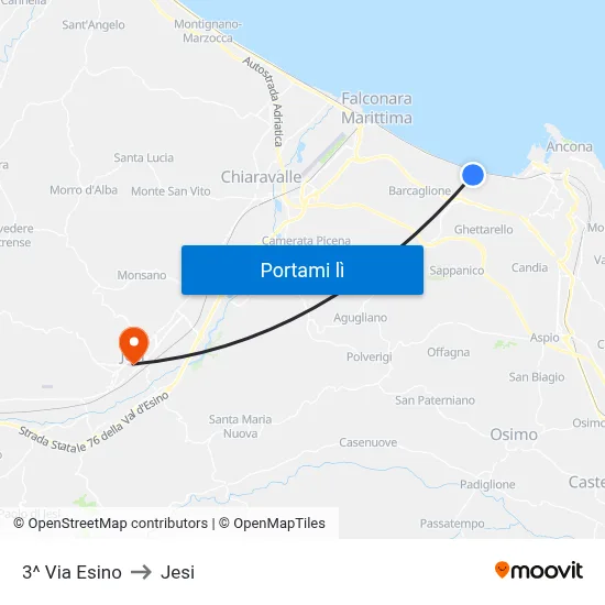 3^ Via Esino to Jesi map