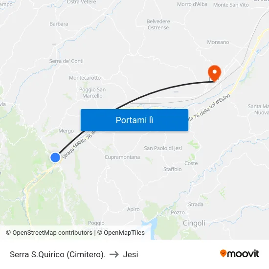 Serra S.Quirico (Cimitero). to Jesi map