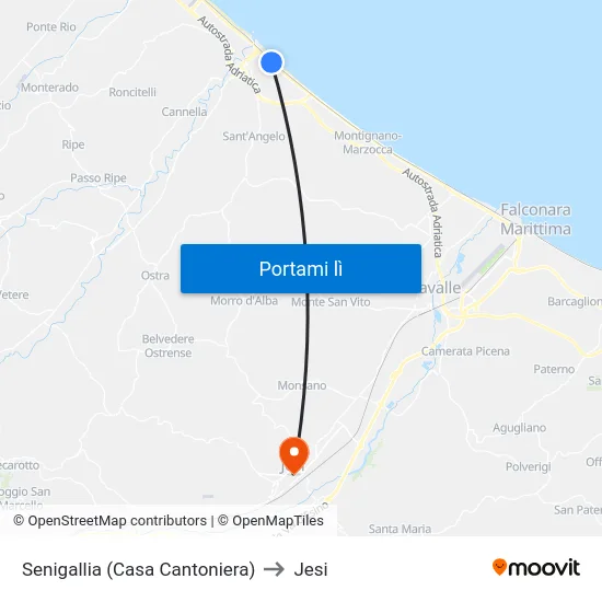 Senigallia (Casa Cantoniera) to Jesi map