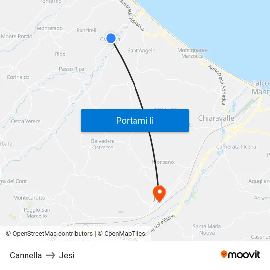 Cannella to Jesi map