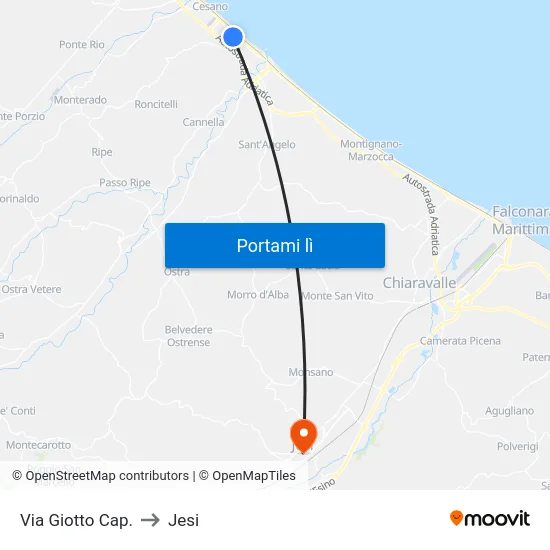 Via Giotto Cap. to Jesi map