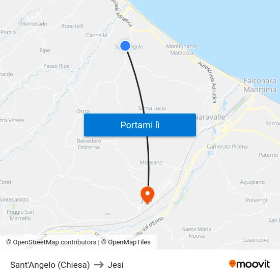 Sant'Angelo (Chiesa) to Jesi map