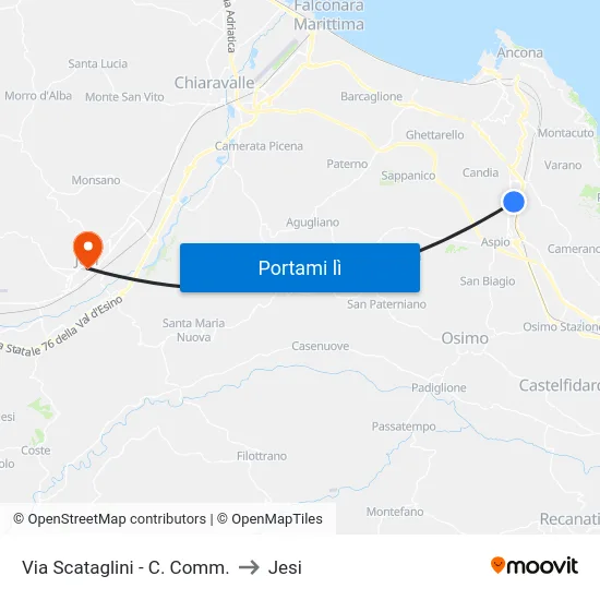 Via Scataglini - C. Comm. to Jesi map