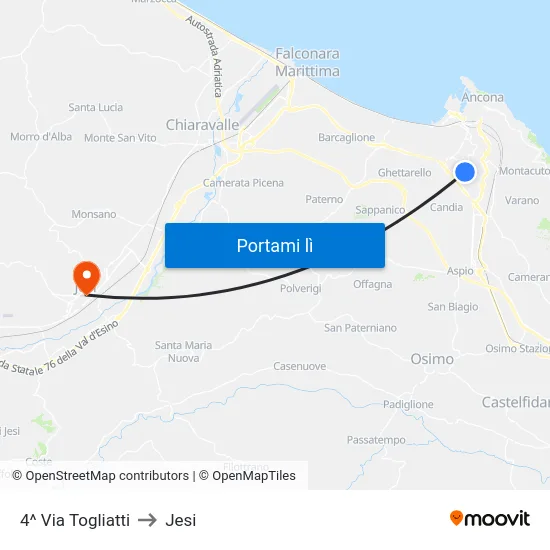 4^ Via Togliatti to Jesi map