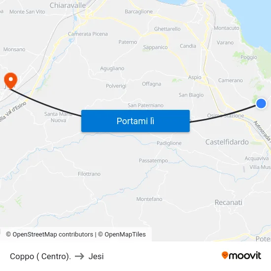 Coppo ( Centro). to Jesi map