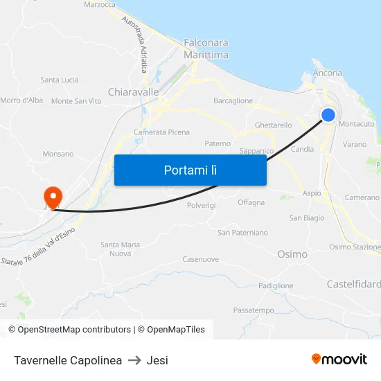 Tavernelle Capolinea to Jesi map