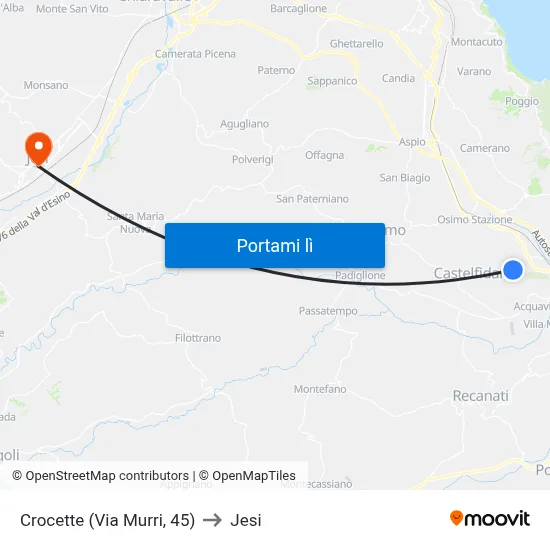 Crocette (Via Murri, 45) to Jesi map