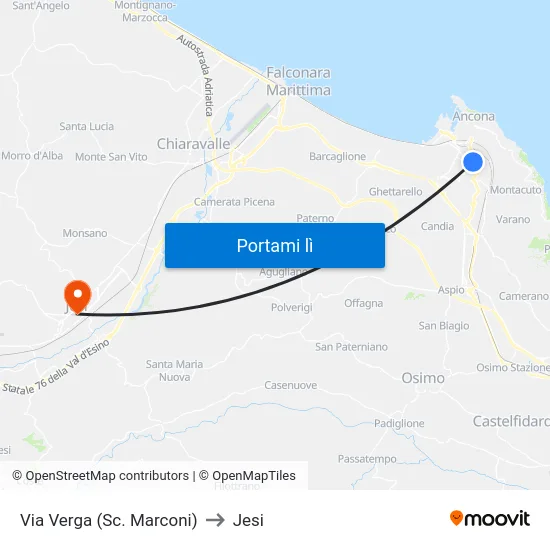 Via Verga (Sc. Marconi) to Jesi map