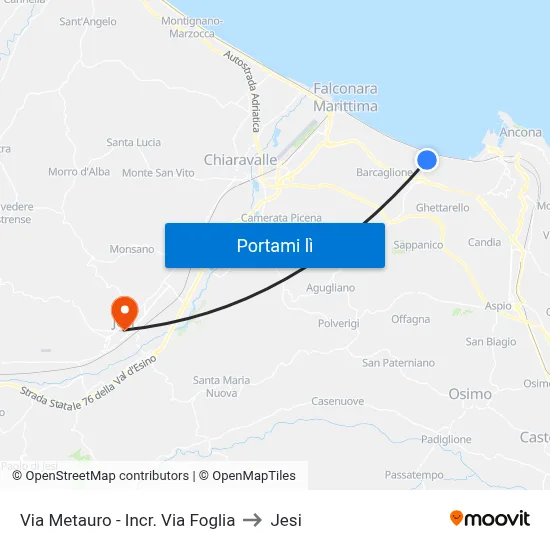 Via Metauro - Incr. Via Foglia to Jesi map