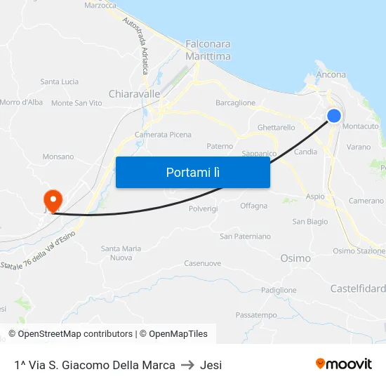 1^ Via S. Giacomo Della Marca to Jesi map