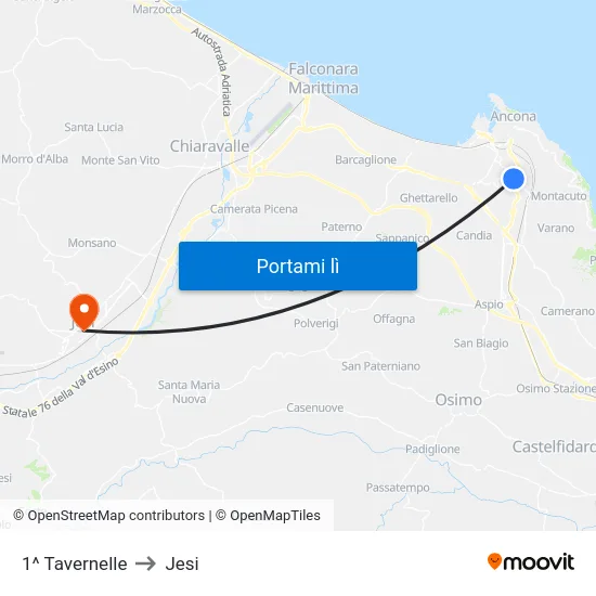 1^ Tavernelle to Jesi map