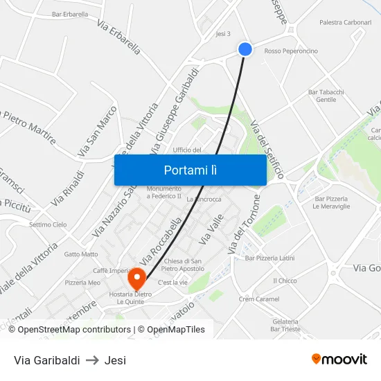 Via Garibaldi to Jesi map
