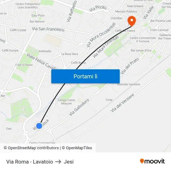 Via Roma - Lavatoio to Jesi map