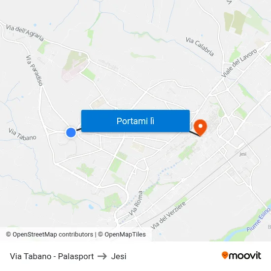 Via Tabano - Palasport to Jesi map