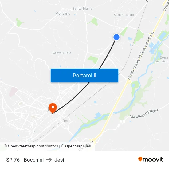 SP 76 - Bocchini to Jesi map