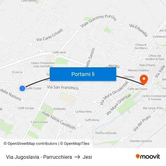 Via Jugoslavia - Parrucchiera to Jesi map