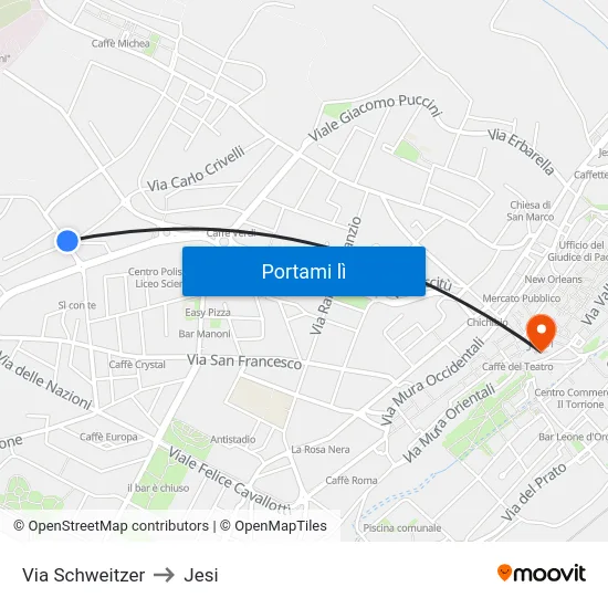 Via Schweitzer to Jesi map