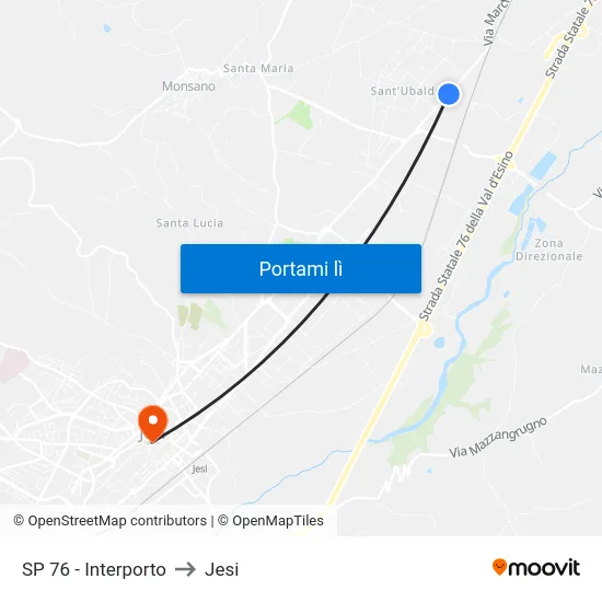 SP 76 - Interporto to Jesi map
