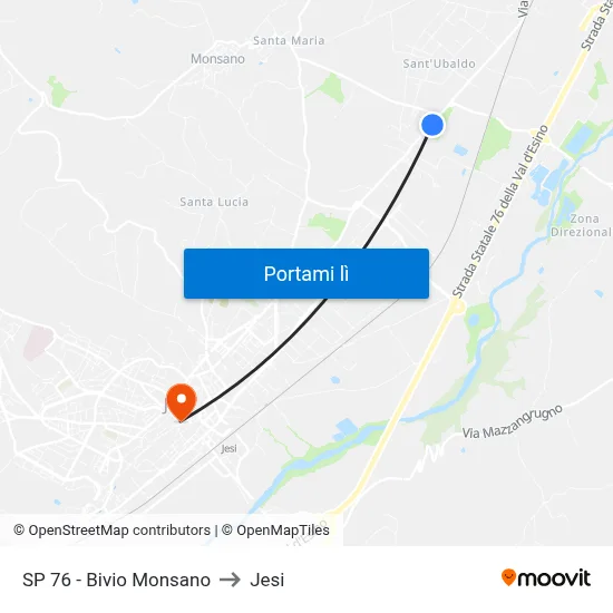 SP 76 - Bivio Monsano to Jesi map