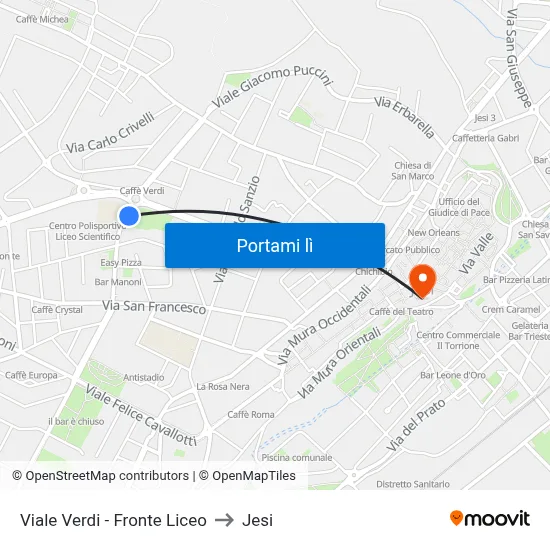 Viale Verdi - Fronte Liceo to Jesi map