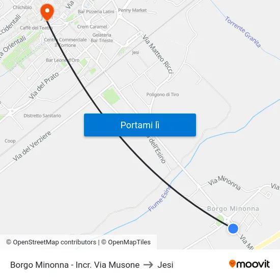 Borgo Minonna - Incr. Via Musone to Jesi map
