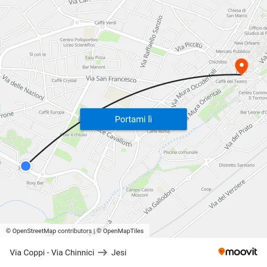 Via Coppi - Via Chinnici to Jesi map