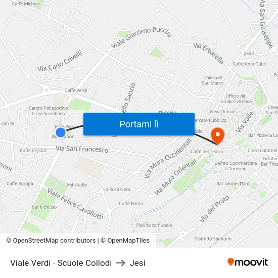 Viale Verdi - Scuole Collodi to Jesi map