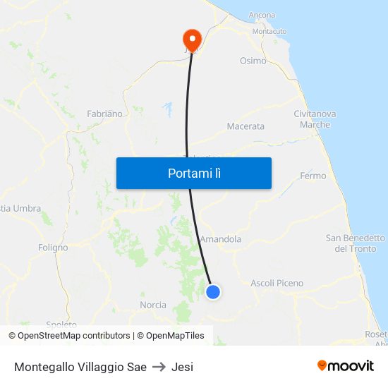 Montegallo Villaggio Sae to Jesi map