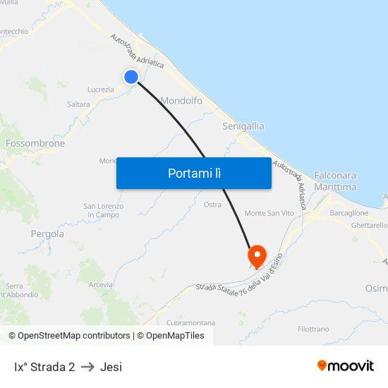 Ix° Strada 2 to Jesi map