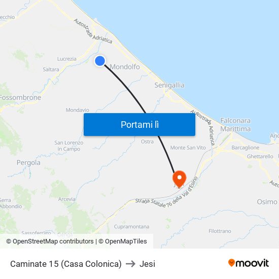 Caminate 15 (Casa Colonica) to Jesi map