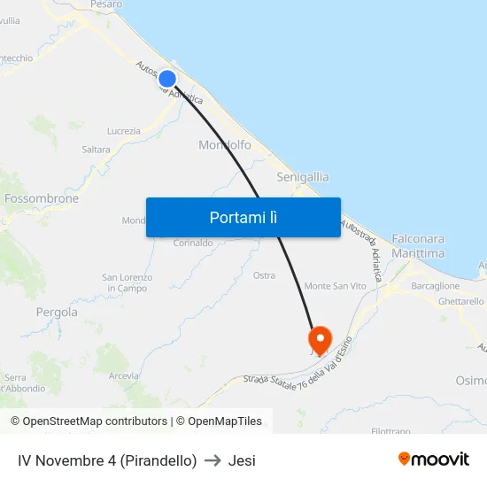 IV Novembre 4 (Pirandello) to Jesi map