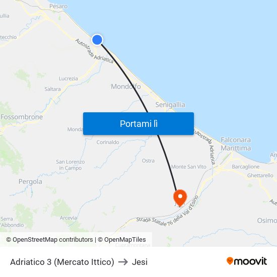 Adriatico 3 (Mercato Ittico) to Jesi map