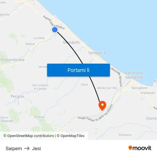 Saipem to Jesi map
