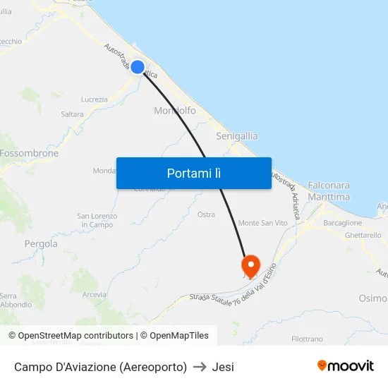 Campo D'Aviazione (Aereoporto) to Jesi map