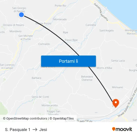 S. Pasquale 1 to Jesi map