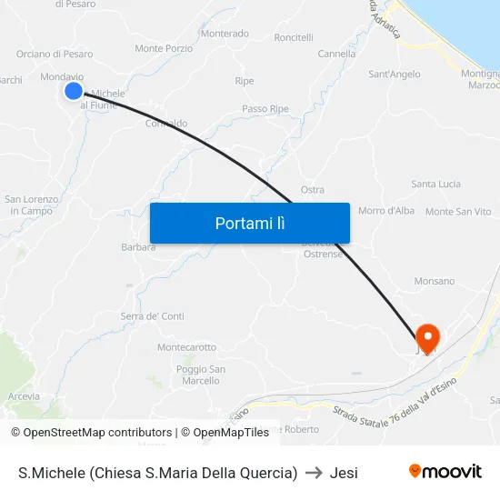S.Michele (Chiesa S.Maria Della Quercia) to Jesi map