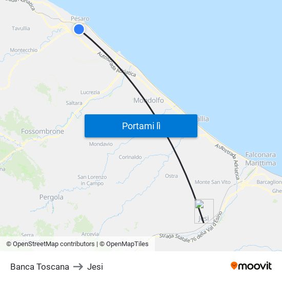 Banca Toscana to Jesi map