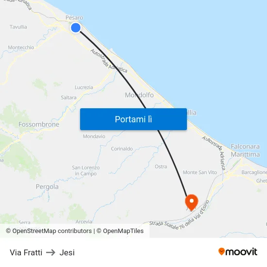 Via Fratti to Jesi map